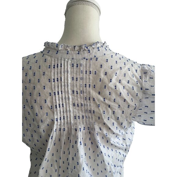 LUCKY BRAND White Blue Ruffle Sleeve Blouse Size XS - Picture 7 of 9